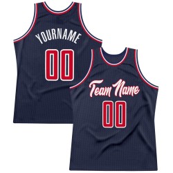 Throwback Authentic Navy Jersey Custom Basketball Red-White