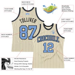 Jersey Black Cream Authentic Custom Basketball Pinstripe Blue