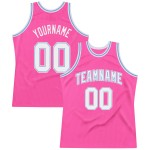 Jersey Blue Pink Basketball Custom White-Light Authentic Throwback Jersey Blue Pink Basketball Custom White-Light Authentic Throwback