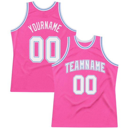 Jersey Blue Pink Basketball Custom White-Light Authentic Throwback Jersey Blue Pink Basketball Custom White-Light Authentic Throwback