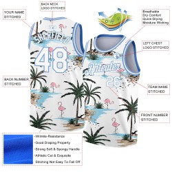 Light 3D Pattern Custom Hawaii Tropical Blue Jersey White Basketball Authentic Palm Trees