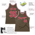 Olive To Salute Basketball Authentic Service Red-White Custom Throwback Jersey Olive To Salute Basketball Authentic Service Red-White Custom Throwback Jersey