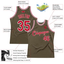 Olive To Salute Basketball Authentic Service Red-White Custom Throwback Jersey