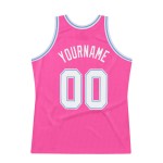 Jersey Blue Pink Basketball Custom White-Light Authentic Throwback Jersey Blue Pink Basketball Custom White-Light Authentic Throwback