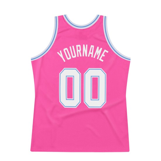 Jersey Blue Pink Basketball Custom White-Light Authentic Throwback Jersey Blue Pink Basketball Custom White-Light Authentic Throwback
