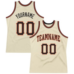 Cream Authentic Custom Black-Orange Jersey Basketball Throwback