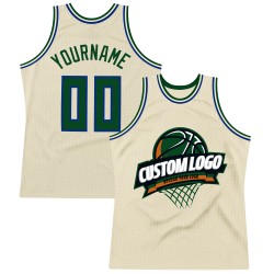 Basketball Green-Royal Authentic Jersey Throwback Custom Cream