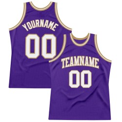 Jersey Purple Custom Basketball Throwback Authentic White-Old Gold