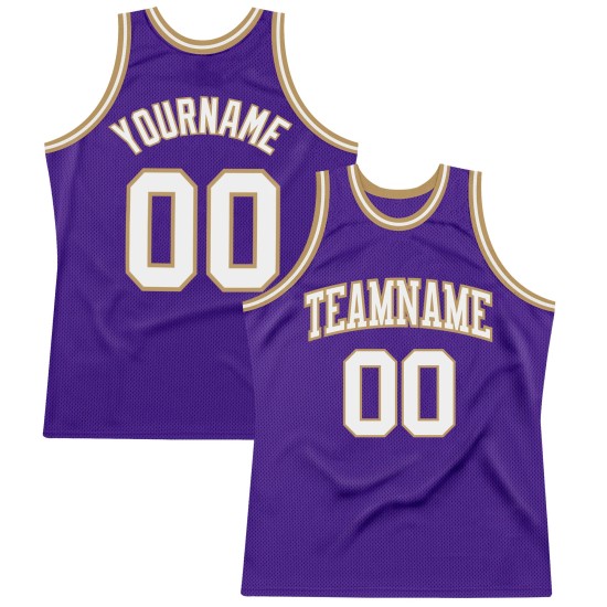 Jersey Purple Custom Basketball Throwback Authentic White-Old Gold Jersey Purple Custom Basketball Throwback Authentic White-Old Gold