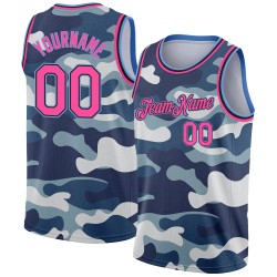 To Basketball Jersey Pink 3D Blue Custom Service Salute Camo Authentic Black-Light