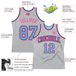 Light Blue-Pink Throwback Authentic Gray Jersey Basketball Custom Light Blue-Pink Throwback Authentic Gray Jersey Basketball Custom