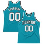 White-Black Teal Basketball Authentic Jersey Throwback Custom White-Black Teal Basketball Authentic Jersey Throwback Custom