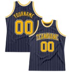 Gold Basketball Authentic Pinstripe Custom White Jersey Navy Gold Basketball Authentic Pinstripe Custom White Jersey Navy