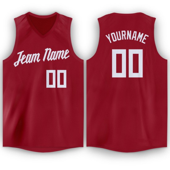 V-Neck White Basketball Maroon Jersey Custom V-Neck White Basketball Maroon Jersey Custom