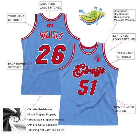 Basketball Light Throwback Red-Black Blue Jersey Authentic Custom Basketball Light Throwback Red-Black Blue Jersey Authentic Custom