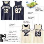 Custom Suit Basketball Cream Side Navy Jersey Reversible Double Sublimation Custom Suit Basketball Cream Side Navy Jersey Reversible Double Sublimation
