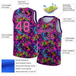 Pattern Custom Pink Basketball Blue Jersey Art Grunge Authentic Graffiti 3D Black-Lakes