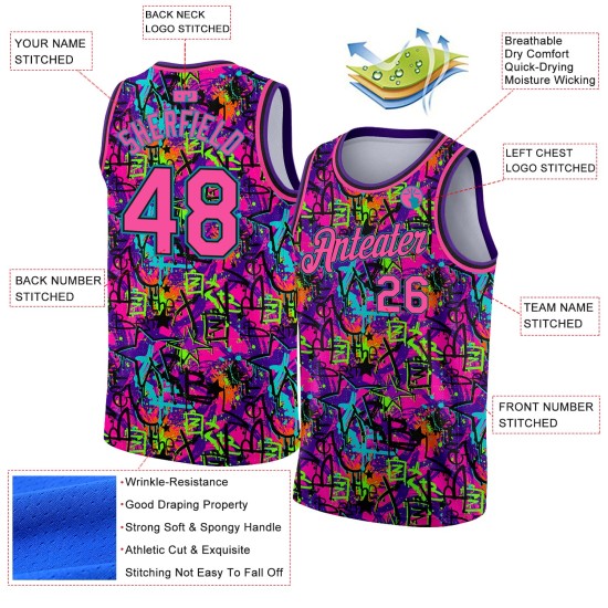 Pattern Custom Pink Basketball Blue Jersey Art Grunge Authentic Graffiti 3D Black-Lakes Pattern Custom Pink Basketball Blue Jersey Art Grunge Authentic Graffiti 3D Black-Lakes