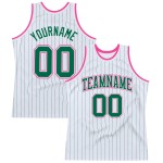 Basketball Jersey Green Authentic Custom Pinstripe Kelly Green-Pink Kelly White Basketball Jersey Green Authentic Custom Pinstripe Kelly Green-Pink Kelly White