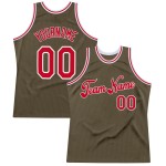 Olive To Salute Basketball Authentic Service Red-White Custom Throwback Jersey Olive To Salute Basketball Authentic Service Red-White Custom Throwback Jersey