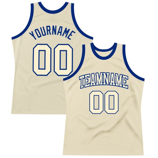 Authentic Cream Throwback Custom Basketball Cream-Royal Jersey Authentic Cream Throwback Custom Basketball Cream-Royal Jersey
