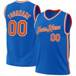 Blue Custom Jersey Throwback Orange-White Basketball Authentic Blue Custom Jersey Throwback Orange-White Basketball Authentic