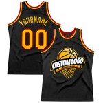 Basketball Custom Gold-Red Jersey Authentic Black Throwback Basketball Custom Gold-Red Jersey Authentic Black Throwback