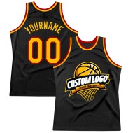 Basketball Custom Gold-Red Jersey Authentic Black Throwback