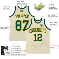 Basketball Green-Gold Throwback Cream Authentic Custom Jersey