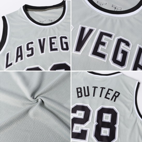 Basketball Jersey Gray Authentic Gray-Black Custom Throwback Basketball Jersey Gray Authentic Gray-Black Custom Throwback