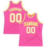 White-Gold Jersey Throwback Authentic Custom Basketball Pink White-Gold Jersey Throwback Authentic Custom Basketball Pink