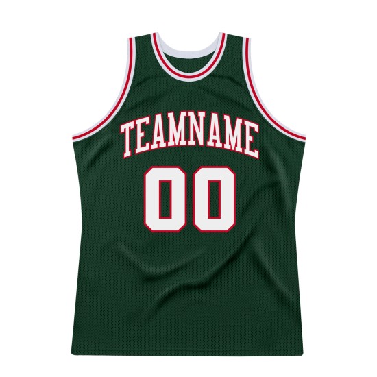 Authentic White-Red Basketball Hunter Jersey Custom Green Throwback Authentic White-Red Basketball Hunter Jersey Custom Green Throwback