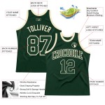 Green Authentic Custom Jersey Throwback Green-Cream Hunter Basketball Green Authentic Custom Jersey Throwback Green-Cream Hunter Basketball