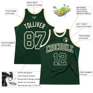 Green Authentic Custom Jersey Throwback Green-Cream Hunter Basketball