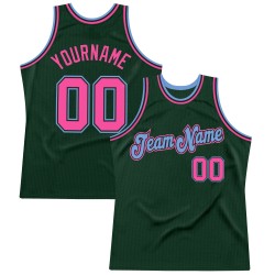 Hunter Authentic Custom Jersey Blue Green Throwback Pink-Light Basketball