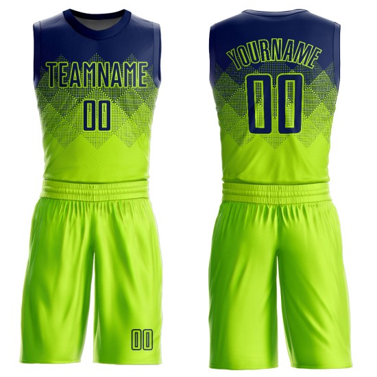Neon Suit Neck Round Sublimation Jersey Green Custom Navy Basketball Neon Suit Neck Round Sublimation Jersey Green Custom Navy Basketball