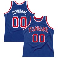 Basketball Red-White Custom Throwback Authentic Jersey Royal
