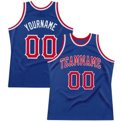 Basketball Red-White Custom Throwback Authentic Jersey Royal