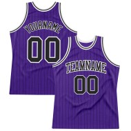 Black-White Custom Black Authentic Jersey Pinstripe Purple Basketball