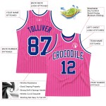 White Royal-White Custom Basketball Authentic Pinstripe Pink Jersey White Royal-White Custom Basketball Authentic Pinstripe Pink Jersey