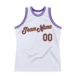 White Jersey Basketball Authentic Throwback Purple-Gold Custom White Jersey Basketball Authentic Throwback Purple-Gold Custom