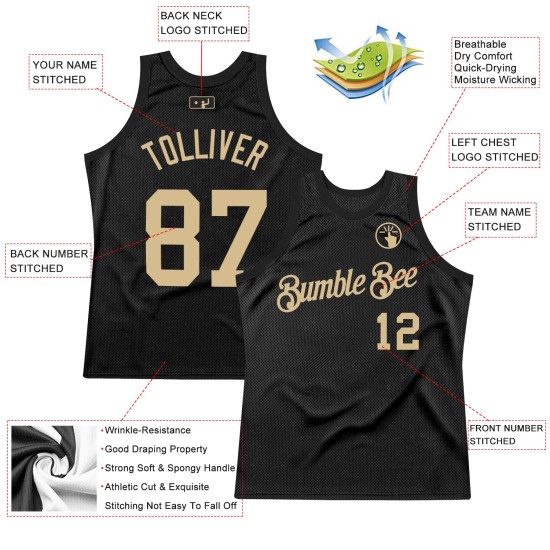 Basketball Vegas Gold Custom Jersey Black Throwback Authentic Basketball Vegas Gold Custom Jersey Black Throwback Authentic