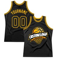 Custom Basketball Jersey Authentic Throwback Gold Black