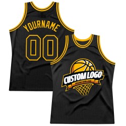 Custom Basketball Jersey Authentic Throwback Gold Black
