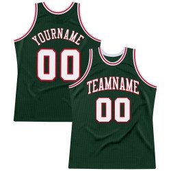 Authentic White-Red Basketball Hunter Jersey Custom Green Throwback