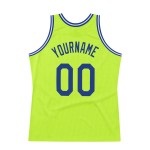 Green Custom Royal-White Neon Throwback Authentic Basketball Jersey Green Custom Royal-White Neon Throwback Authentic Basketball Jersey
