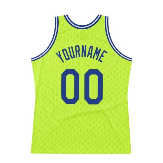 Green Custom Royal-White Neon Throwback Authentic Basketball Jersey Green Custom Royal-White Neon Throwback Authentic Basketball Jersey