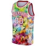 Custom Graffiti Pattern 3D Scratch Jersey White-Red Authentic Basketball Custom Graffiti Pattern 3D Scratch Jersey White-Red Authentic Basketball