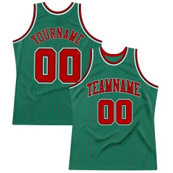 Jersey Red-Black Green Custom Pinstripe Authentic Red Basketball Kelly