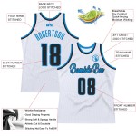 Throwback Jersey Black-Blue Basketball White Custom Authentic Throwback Jersey Black-Blue Basketball White Custom Authentic